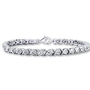 Kay Jewelers Sterling Silver Natural Diamond Tennis Bracelet